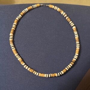 Brown and Cream Beaded Necklace
